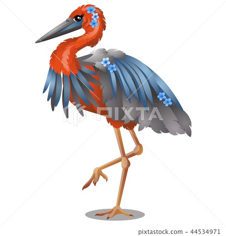Goliath Heron or Ardea goliath isolated on white background. Vector cartoon close-up illustration. 44534971
