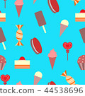 Seamless pattern with ice cream and cakes on blue 44538696