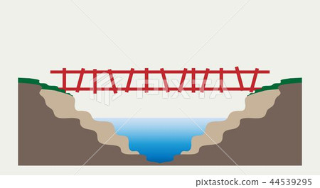 Red bridge with landscape nature - Stock Illustration [44539295] - PIXTA