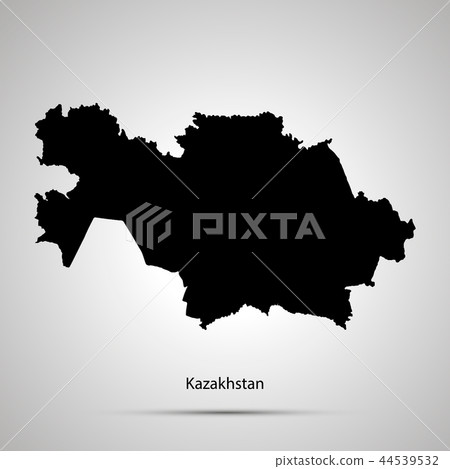 Kazakhstan country map, simple black silhouette 44539532