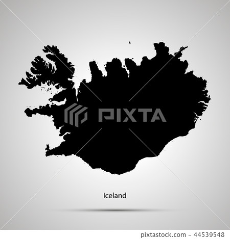 Iceland country map, simple black silhouette 44539548
