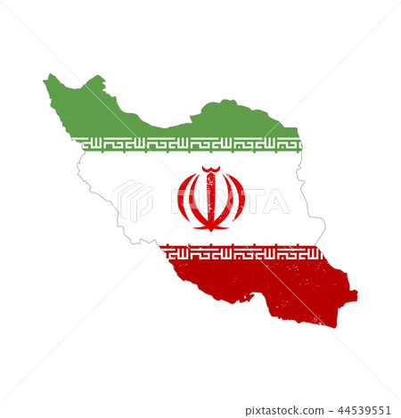 Iran country silhouette with flag on background 44539551