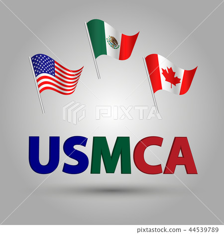vector set american canadian mexican flags USMCA 44539789