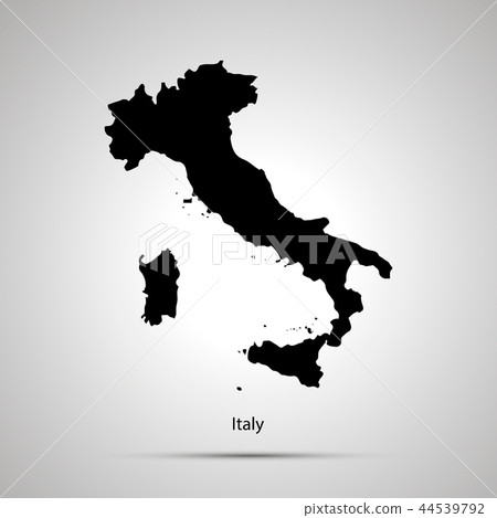 Italy country map, simple black silhouette on gray 44539792