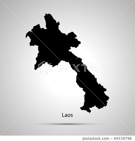 Laos country map, simple black silhouette on gray 44539796