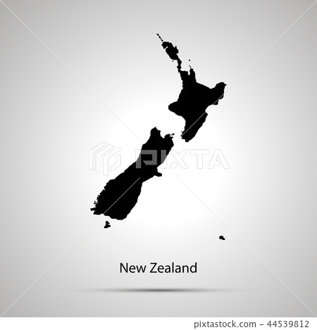 New zealand country map, simple black silhouette New zealand country map, simple black silhouette 44539812