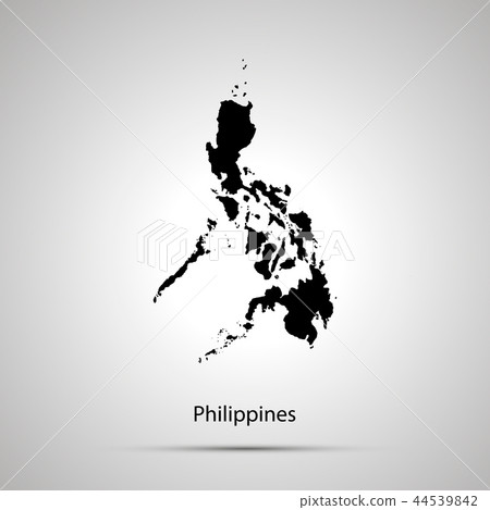 Philippines country map, simple black silhouette 44539842