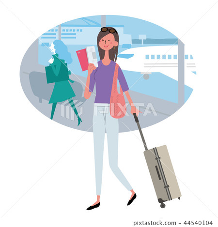 海外旅行機場婦女例證 44540104