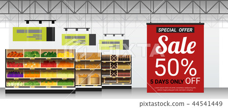 Promotion sign in modern supermarket background 44541449