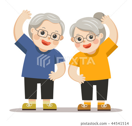 Grandparents doing exercises. Grandparents doing exercises. 44541514