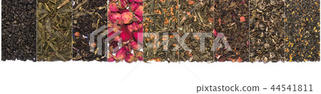 Set of dry herbal and floral tea. Teas isolated on white background. 44541811