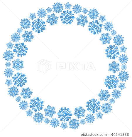 Christmas round frame with blue snowflakes on a... - Stock Illustration ...