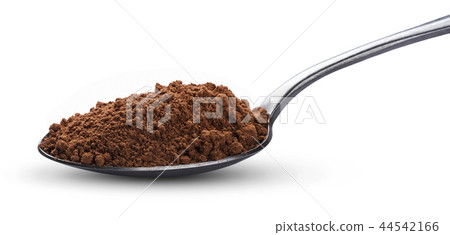 Cocoa powder in spoon isolated on white background. Top view Cocoa powder in spoon isolated on white background. Top view 44542166