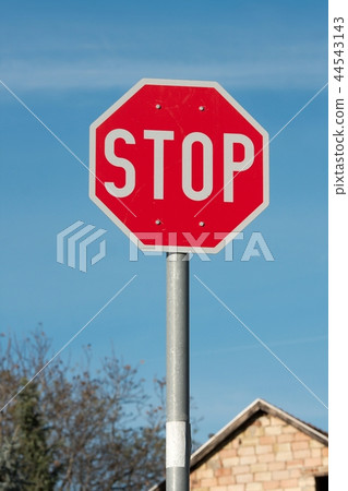 Stop sign closeup 44543143
