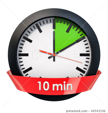 Clock face with 10 minutes timer. 3D rendering Clock face with 10 minutes timer. 3D rendering 44543336