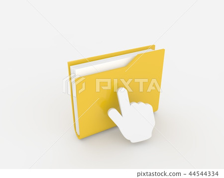 Hand is clicking on a folder with documents . 44544334