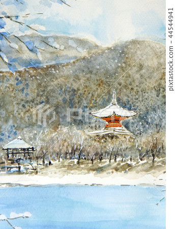 京都Dakakuji Snowscape的草圖 京都Dakakuji Snowscape的草圖 44544941