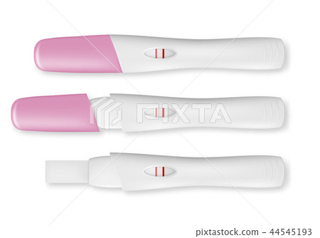 Vector realistic 3d pregnancy test with positive result set icon closeup isolated on white Vector realistic 3d pregnancy test with positive result set icon closeup isolated on white 44545193