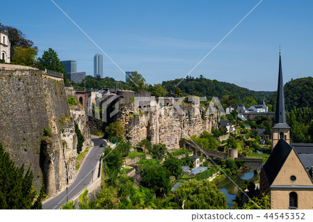 Panoramic aerial view of Luxembourg in a beautiful summer day, Luxembourg. Panoramic aerial view of Luxembourg in a beautiful summer day, Luxembourg. 44545352