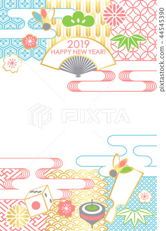 新年卡各種圖案扇 44545390