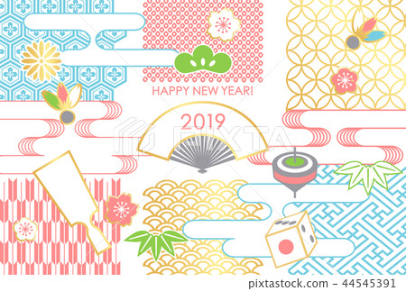 新年卡各種圖案扇 44545391