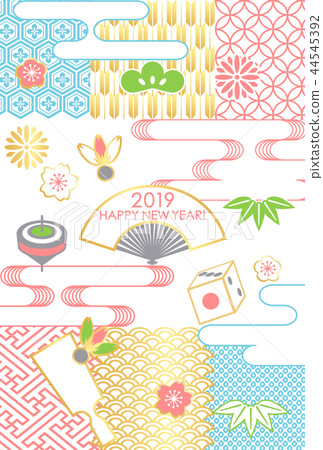 新年卡各種圖案扇 44545392
