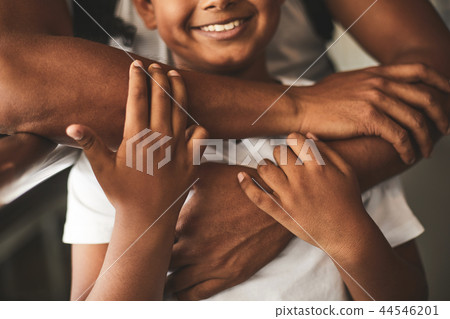 Close up of a joyful boy in hands of his father 44546201