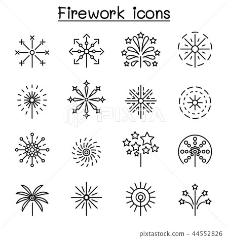 Firework icon set in thin line style Firework icon set in thin line style 44552826