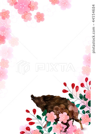 亥　和紙　年賀状　背景 44554684