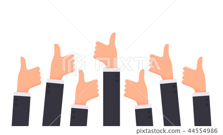 Many hands of businessman with thumbs up feedback Many hands of businessman with thumbs up feedback 44554986