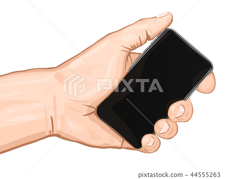 Touch screen mobile phone in hand isolated Touch screen mobile phone in hand isolated 44555263