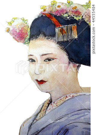 祗園的舞妓京都舞妓的白色背景 祗園的舞妓京都舞妓的白色背景 44555484