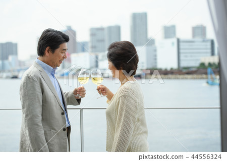Senior couple travel wine lifestyle image Senior couple travel wine lifestyle image 44556324