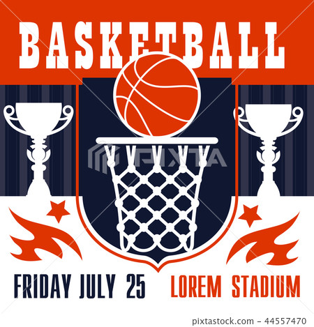 Basketball game vector poster, basket and ball 44557470