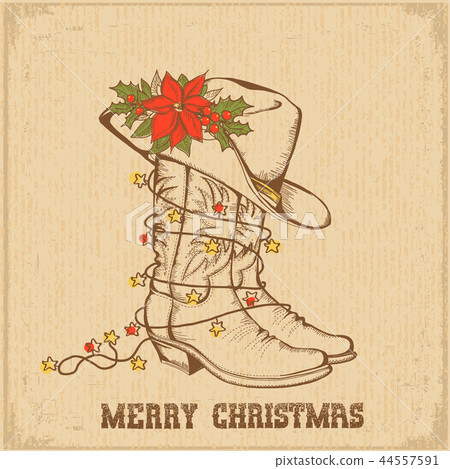 Western Christmas greeting card Western Christmas greeting card 44557591