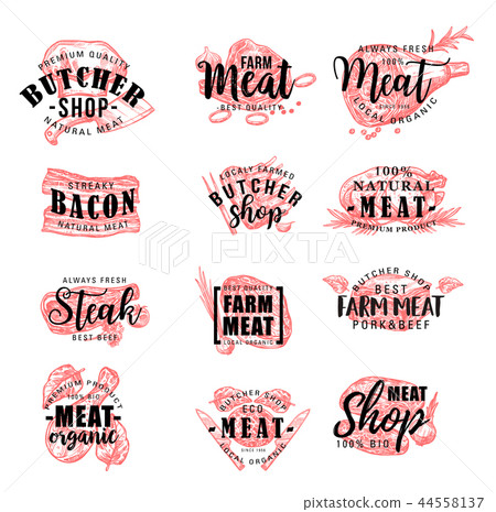 Butcher shop and meat products, vector Butcher shop and meat products, vector 44558137