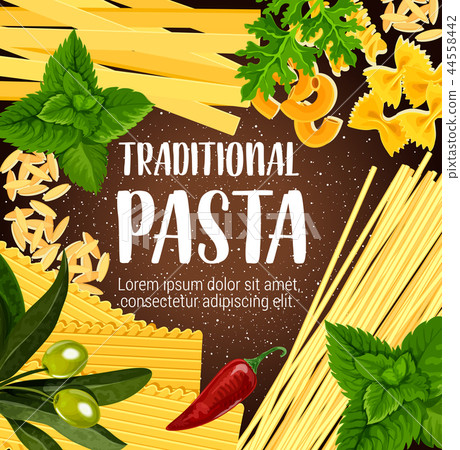 Traditional pasta with seasoning, vector Traditional pasta with seasoning, vector 44558442