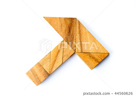 Wood tangram puzzle in hammer shape 44560626