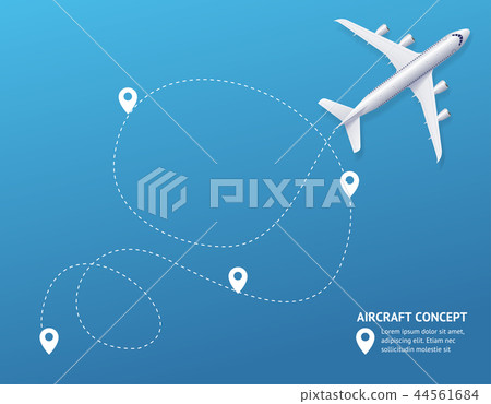 Realistic Detailed 3d Plane and Track Aircraft Concept Banner Card. Vector Realistic Detailed 3d Plane and Track Aircraft Concept Banner Card. Vector 44561684