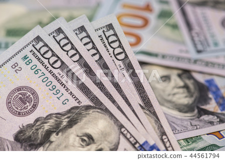 One hundred dollar banknotes One hundred dollar banknotes 44561794