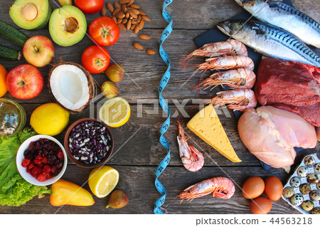 Healthy food of animal and vegetable origin  44563218