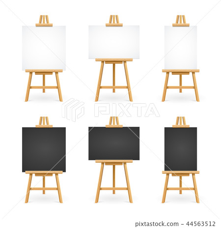 Realistic Detailed 3d White and Black Blank Easel Template Mockup Set. Vector 44563512