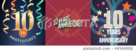 10 years anniversary celebration set of vector icons, logo. 44564008