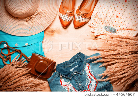 Outfit of modern creative woman. Outfit of modern creative woman. 44564607