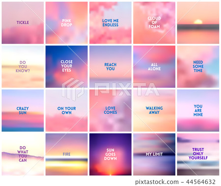 BIG set of 20 square blurred nature purple pink backgrounds. With various quotes 44564632