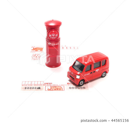 Postbox, New Year's card and postal car 44565156