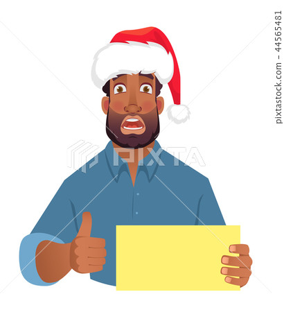 African man in hat holding blank card 44565481