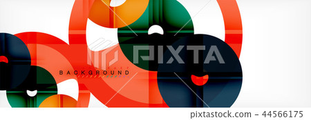 Colorful rings on grey background, modern geometric pattern design. Vector business or technology 44566175
