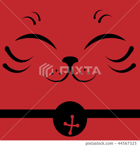 Japanese beckoning cat face, Maneki Neko, close up 44567325