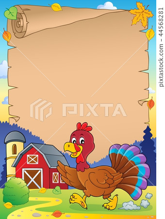 Running turkey bird theme parchment 1 Running turkey bird theme parchment 1 44568281